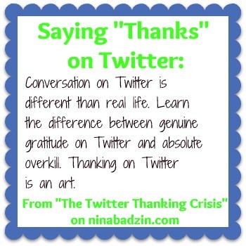 a quote about saying thank you on twitter and why it is not needed