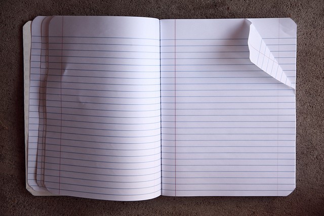 open notebook with blank lined pages