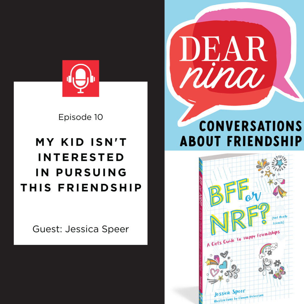 bff or nrf book cover by jessica speer with dear nina logo blue pink and red talk bubble overlays