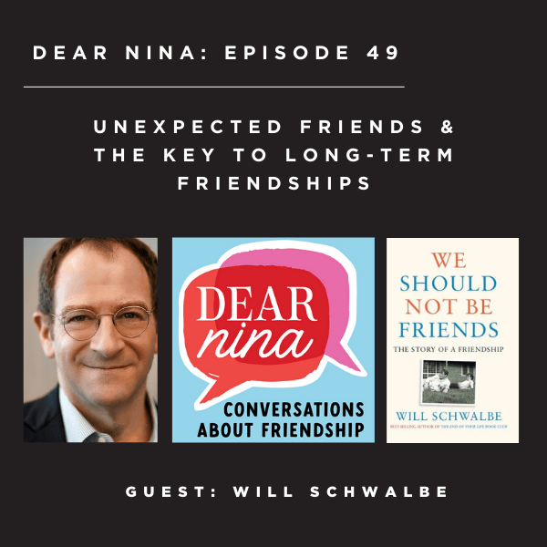 we should not be friendship book cover and photo of will scwalbe with dear nina logo