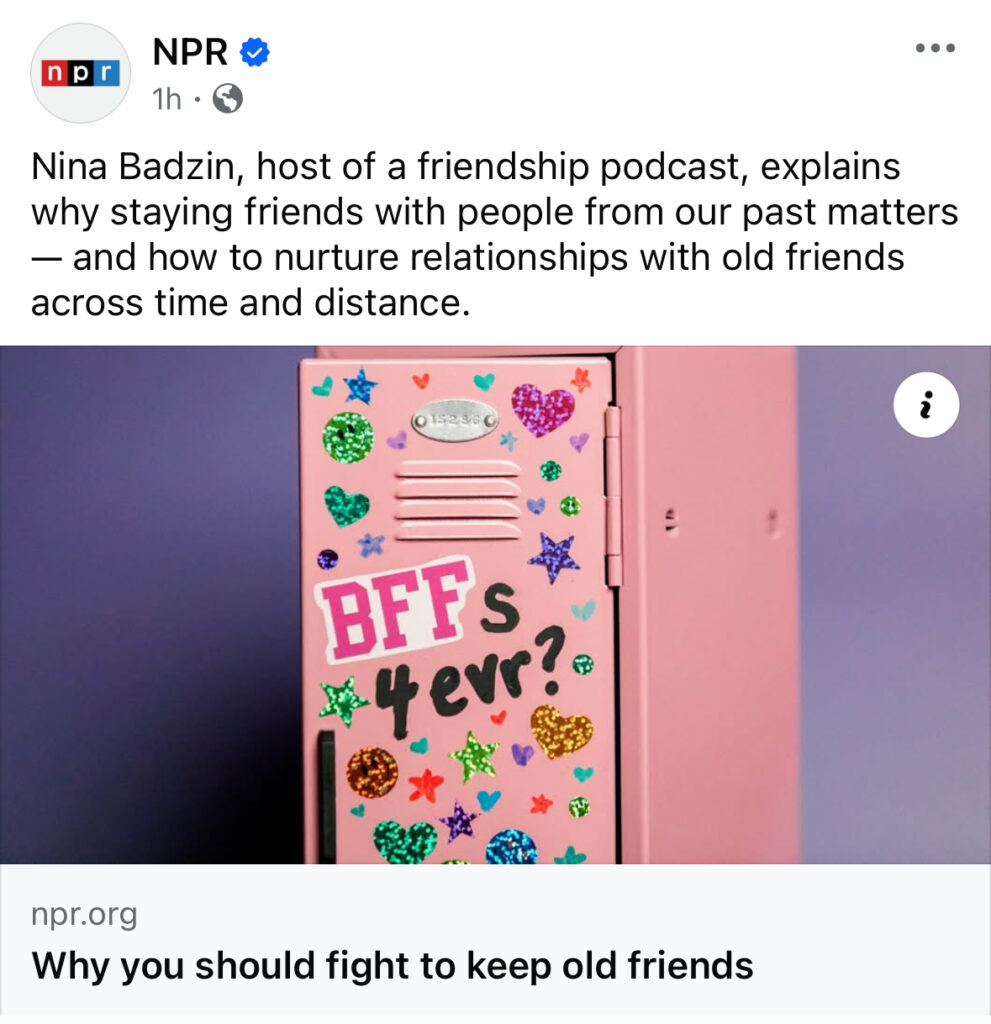 facebook screenshot of NPRs post of my episode on Life Kit